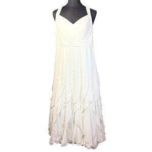 Galina Woman Ivory Ruffle Wedding Dress Plus Size 18W Floral Embroidered Back